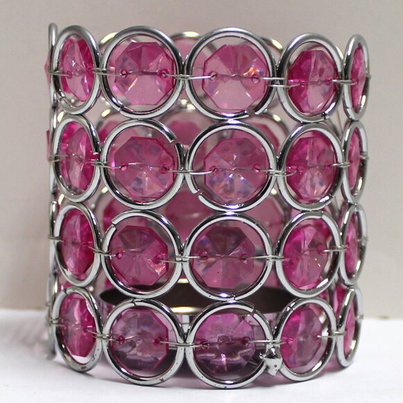 Older Avon Birthstone Colored Votive Holder - October - Pink - 6 Tealights - Picture 8 of 12